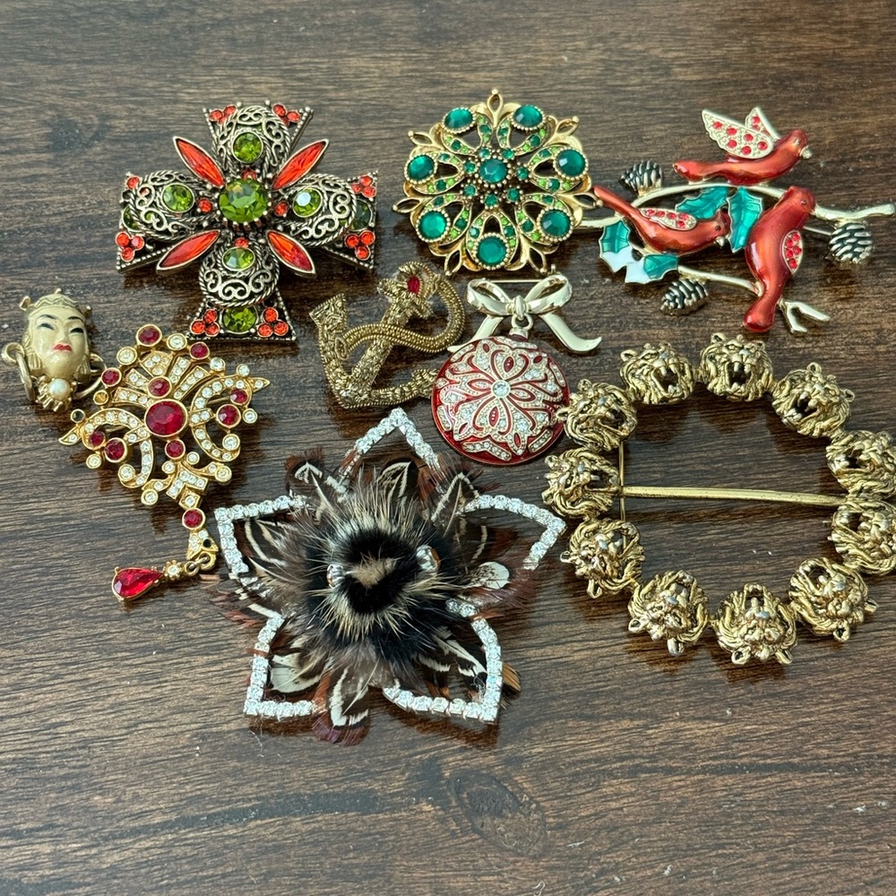 Beautiful Gold and Red Brooch Bundle